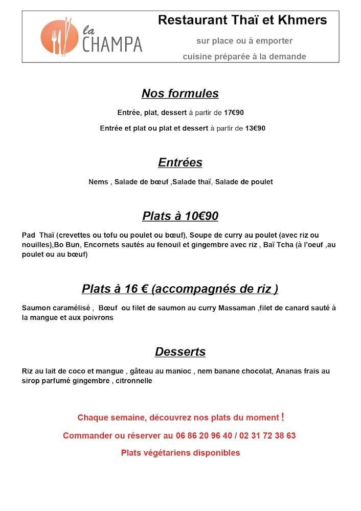 La Champa - restaurant asiatique thaï - Menu Image 3
